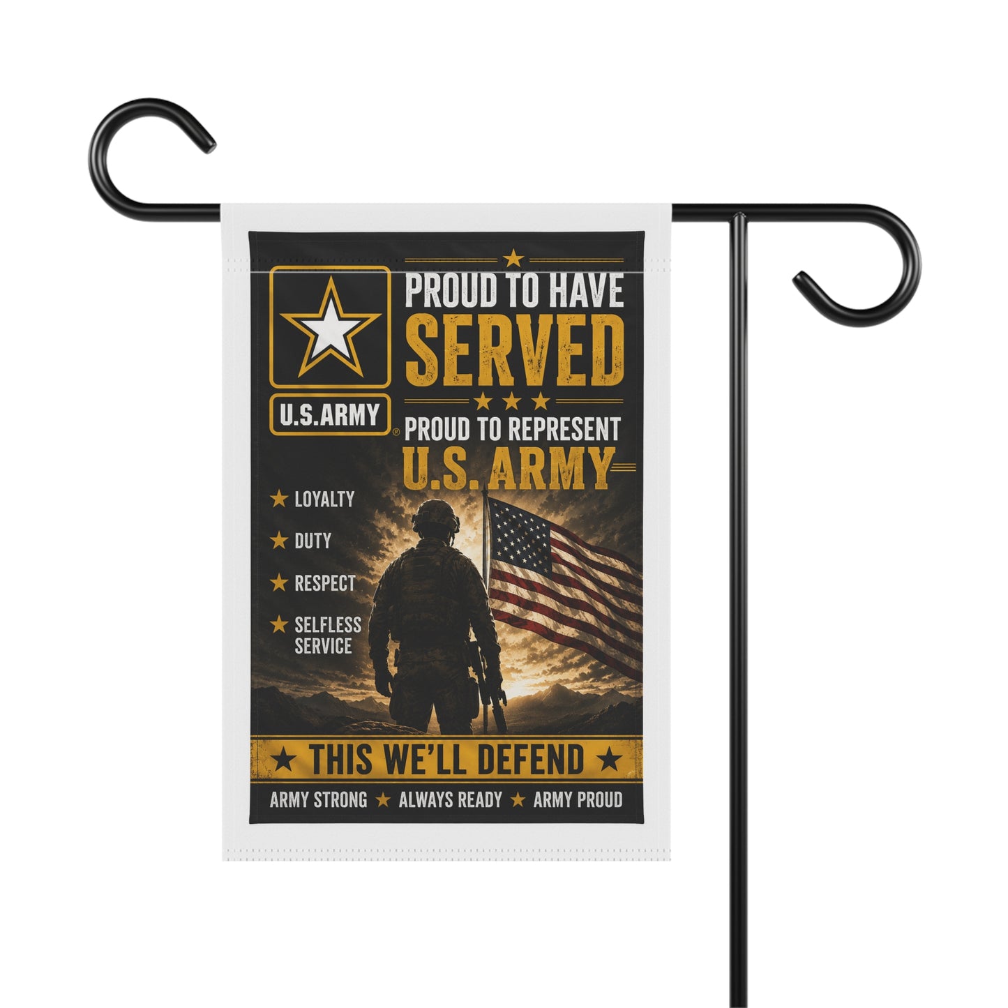 Proud to Have Served U.S. Army Garden Flag — Veteran American Flag Tribute Banner